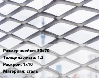 Сетка ЦПВС 30х70 s=1.2 Раскрой: 1х10 сталь